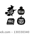 Halloween silhouette icons featuring witch, potion 130330340