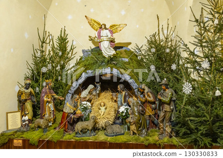 Traditional Nativity Scene celebrating birth of Jesus Christ in Znojmo, Czechia 130330833