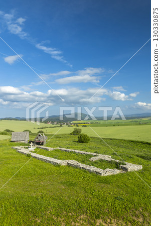 Exploring the great moravian basilica in Strba, Slovakia, under a blue sky 130330875