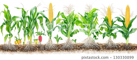 Corn plant with root. 130330899