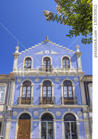 Traditional Portuguese Building with Blue Tiles in Cabeceiras de Basto, Portugal 130330912