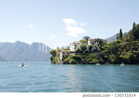 A beautiful view of Villa Balbianello on Lake Como in Italy, the setting for the planet Naboo in Star Wars 130331014