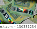 Euro bills blurry background showcasing intricate details and vibrant holographic aspects in close proximity during daytime 130331234