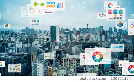 Modern city and business data concept 130331334
