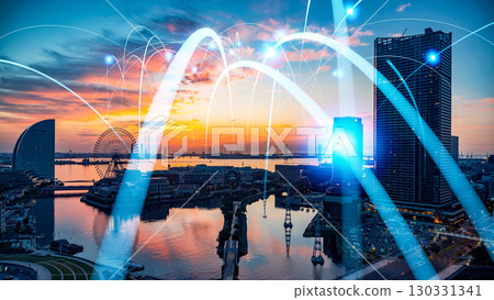 Modern city and communication network concept Modern city and communication network concept 130331341