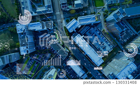 City aerial view and statistical data concept 130331408