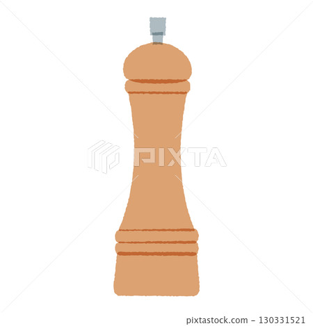 胡椒研磨器的平面插圖。用於研磨胡椒和鹽等香料的廚房用具。 130331521