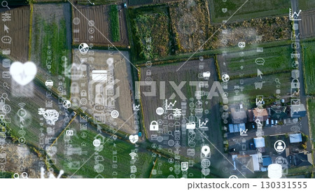 Aerial photography of a local city and digital network concept Aerial photography of a local city and digital network concept 130331555