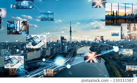 城市航空攝影和視訊網路概念 130331567