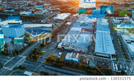 Aerial view of industrial area and energy concept Aerial view of industrial area and energy concept 130331575