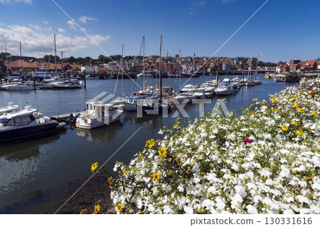 Glorious sunny day at Whitby waterfront in Yorkshire 130331616