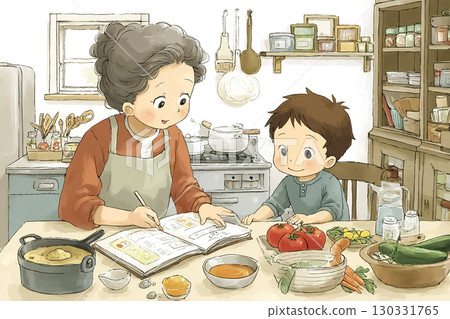 Miyu Series: Elderly woman and grandchild enjoying autumn flavors Miyu Series: Elderly woman and grandchild enjoying autumn flavors 130331765