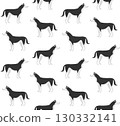 Vector seamless pattern of flat husky dog 130332141