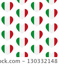 Vector seamless pattern of flat Italian flag heart 130332148