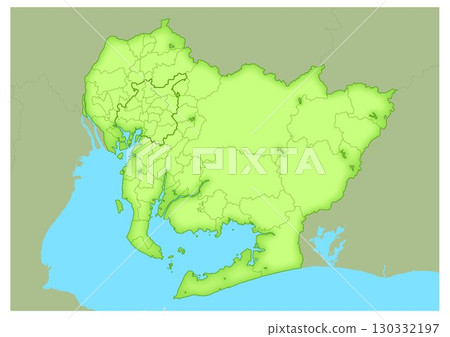 Map of Aichi prefecture with administrative divisions. Map series of Japanese cities (including surrounding areas). Map of Aichi prefecture with administrative divisions. Map series of Japanese cities (including surrounding areas). 130332197