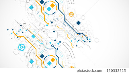 Abstract background. Scientific and technological concept with the use of technical elements formed in the shape of a circle. Vector 130332315