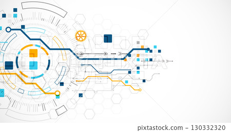 Abstract background. Scientific and technological concept with the use of technical elements formed in the shape of a circle. Vector 130332320