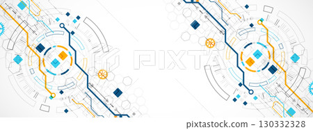 Abstract background. Scientific and technological concept with the use of technical elements formed in the shape of a circle. Vector 130332328