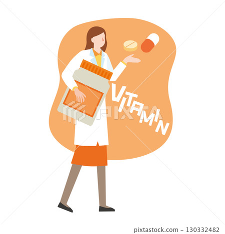 A woman recommending vitamin intake 130332482