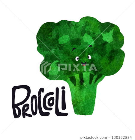 Adorable hand-drawn broccoli with a happy face, perfect for kids' books, educational tools, or playful kitchen decor. Fun, colorful child-friendly illustration with hand lettering Adorable hand-drawn broccoli with a happy face, perfect for kids' books, educational tools, or playful kitchen decor. Fun, colorful child-friendly illustration with hand lettering 130332884