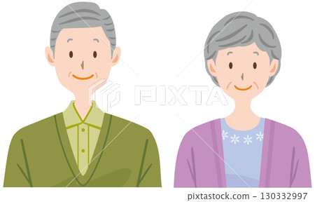 面帶微笑的老年夫婦面向前方-插圖圖標 130332997