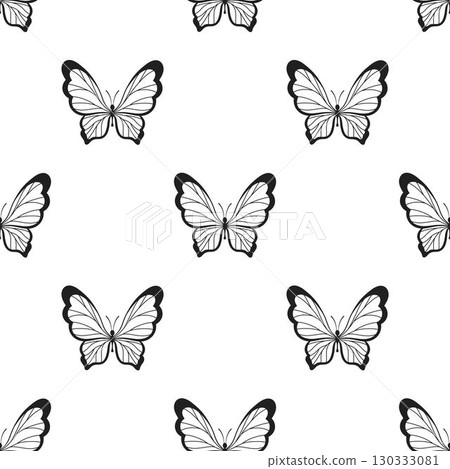 butterfly seamless pattern in outline 130333081