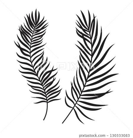 set with palm leaf silhouette 130333083