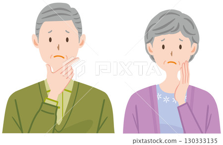 陷入困境的老人插畫-憂心忡忡的老年夫婦 陷入困境的老人插畫-憂心忡忡的老年夫婦 130333135