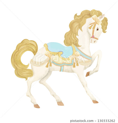 Colorful merry-go-round horse illustration 130333262