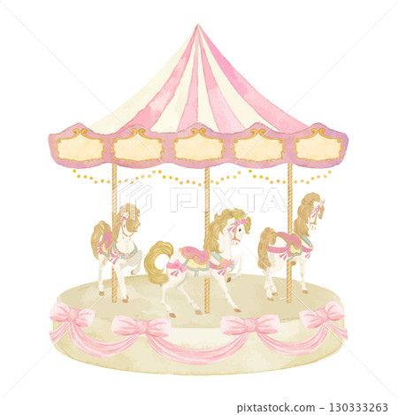 Colorful merry-go-round illustration 130333263
