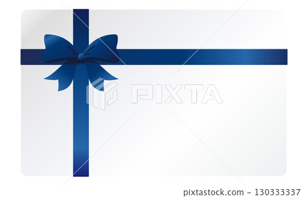 Illustration of a gift card with a blue ribbon 130333337