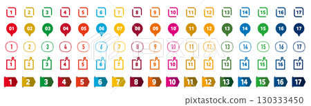 SDGs color number icon set.Vector illustration on white background. 130333450
