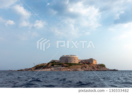 Mamula island, Montenegro. An ancient fortress is perched on a small island 130333482
