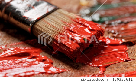 Paint Brush Bristles, Artistic Texture, Creative Tool, Stroke Detail. Perfect for art supplies, creative process, abstract art 130333611