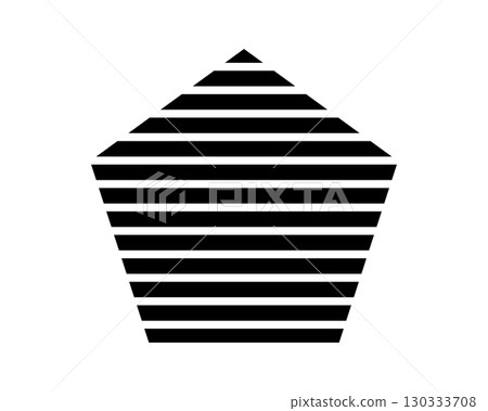 Striped pentagon shape isolated on white background. Streaked basic geometric form. Simple design element. Vector graphic illustration 130333708