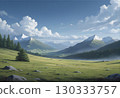A beautiful meadow and blue sky 130333757