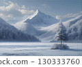 Quiet snowy fields and mountains 130333760