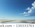 Gentle snow-covered grassland and blue sky 130333763