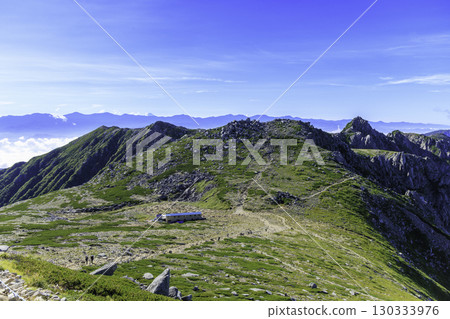 A spectacular panoramic view of Mt. Nakadake and Mt. Hokendake from the Kiso Komagatake hiking trail A spectacular panoramic view of Mt. Nakadake and Mt. Hokendake from the Kiso Komagatake hiking trail 130333976
