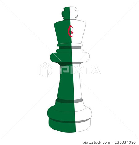 Algeria national flag with chess king piece Algeria national flag with chess king piece 130334086
