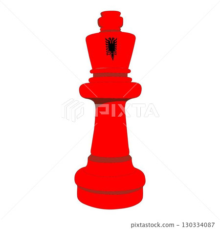 Albania national flag with chess king piece Albania national flag with chess king piece 130334087