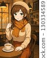 Women who drink coffee at a cafe 130334589