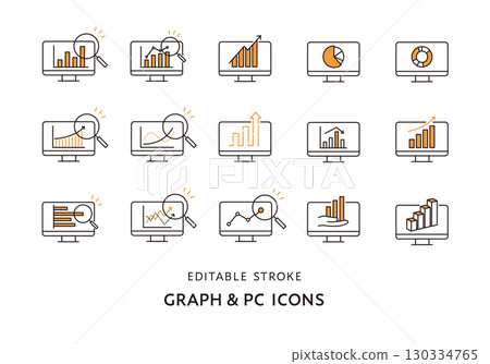 各種圖表和計算機圖標集 130334765