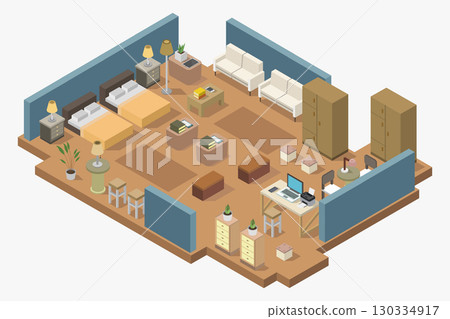 Isometric bedroom 130334917