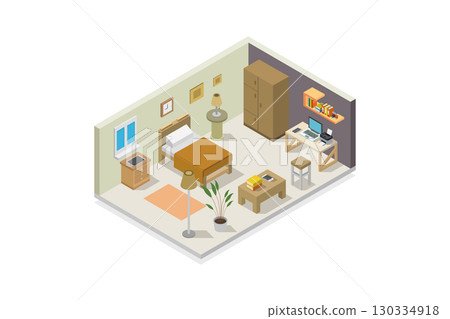Isometric bedroom 130334918
