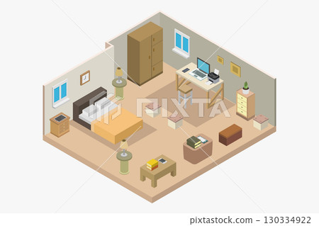 Isometric bedroom 130334922