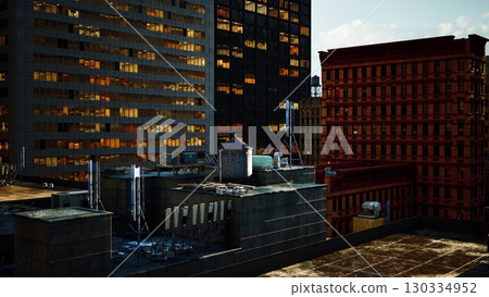 A View of a City at Night From a Rooftop A View of a City at Night From a Rooftop 130334952
