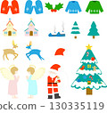 A set of Christmas-related materials, including Christmas trees and angels 130335119