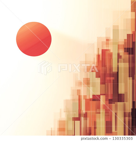 Abstract sun and city background material expressed with blocks 130335303