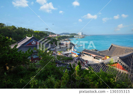 Busan landscape at Haedong Yonggungsa Temple in Busan, South Korea. Busan landscape at Haedong Yonggungsa Temple in Busan, South Korea. 130335315